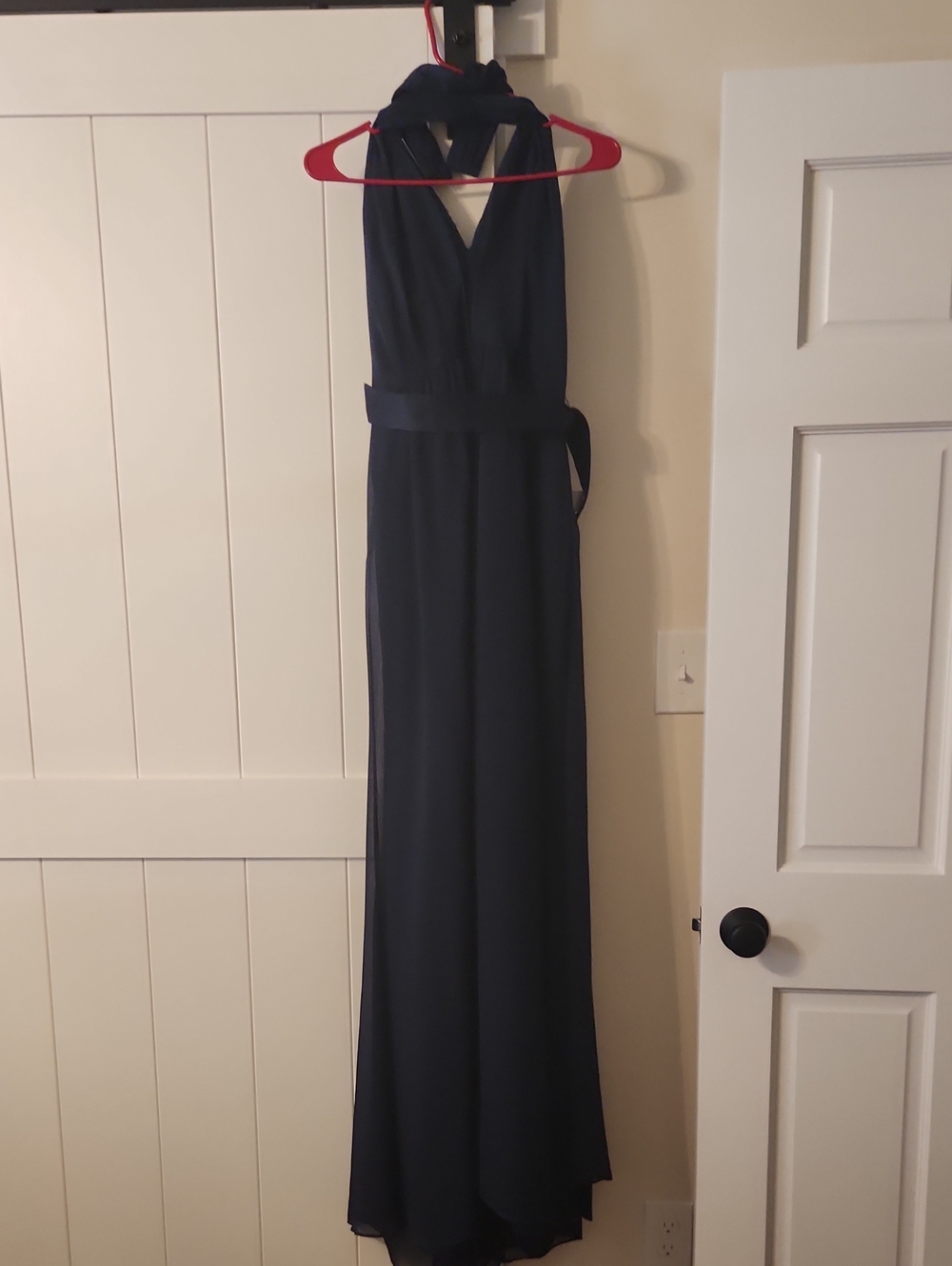White by Vera Wang Long Chiffon Halter Maxi Dress Blue Size 14 NWT